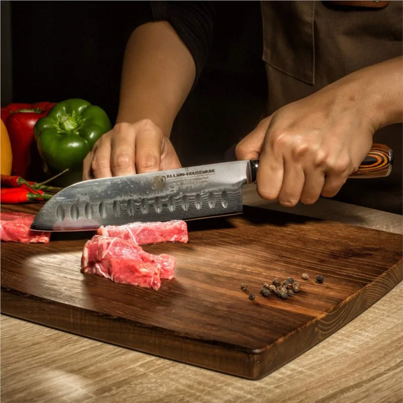 Premium ALLWIN HOUSEWARE Damascus Steel Santoku Knife