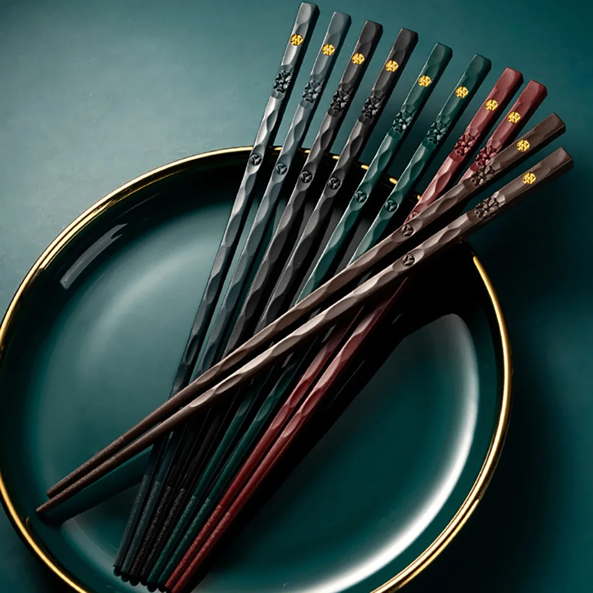 5 Pairs of Elegant Non-Slip Reusable Chopsticks - Dishwasher Safe